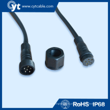 Cabo impermeável do conector do parafuso fêmea masculino preto de 6 Pin para a iluminação do diodo emissor de luz